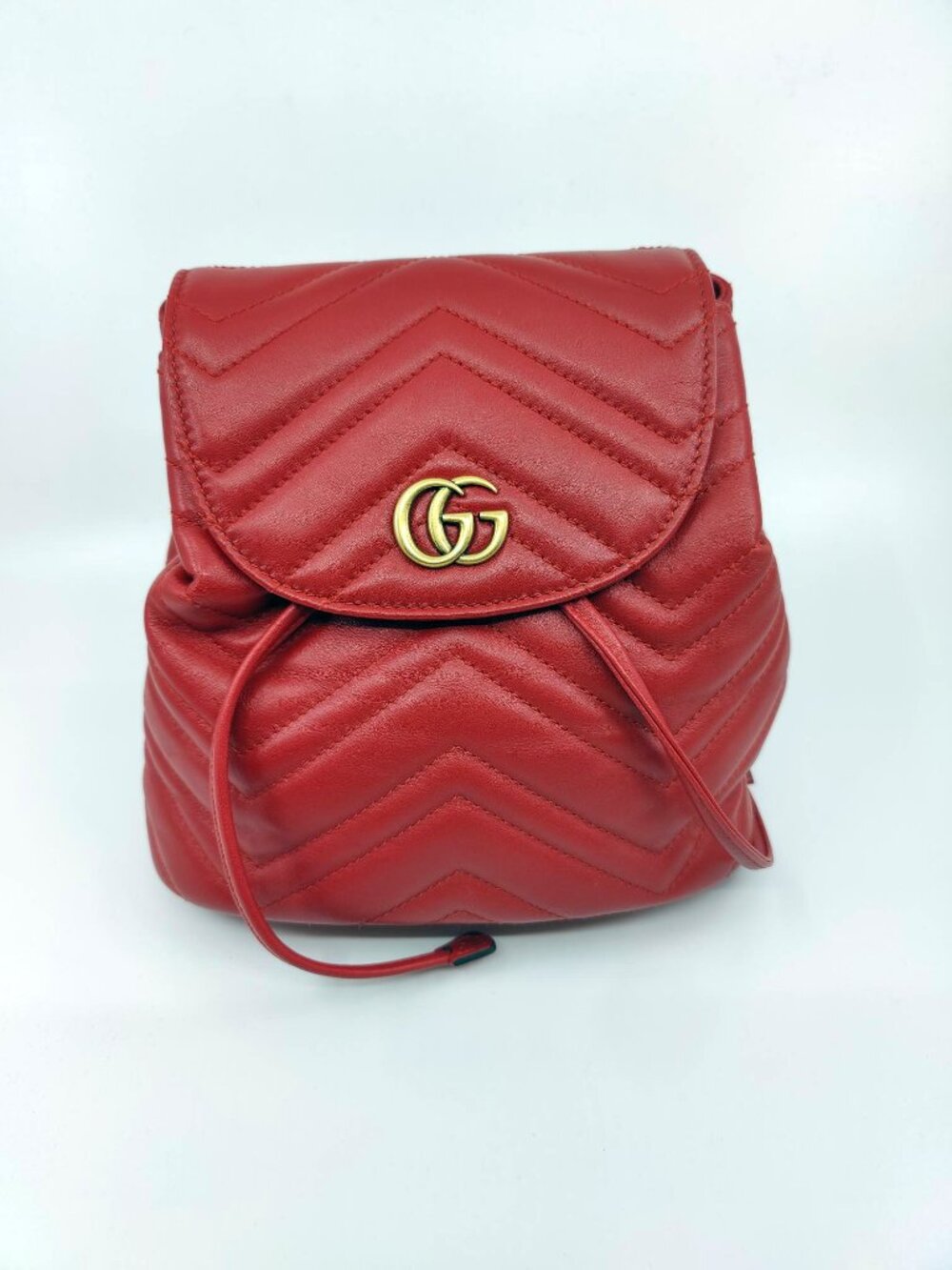 Gucci GG Marmont Matelasse Chevron Mini Backpack Red Calfskin Like New